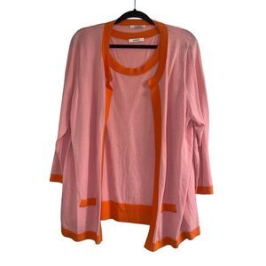 ✨Devernois Open Front Coral/Orange Sz 5 Cardigan/Tank✨
